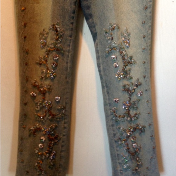 MENG YI Jeans with stones and beads SZ6 - Picture 4 of 6